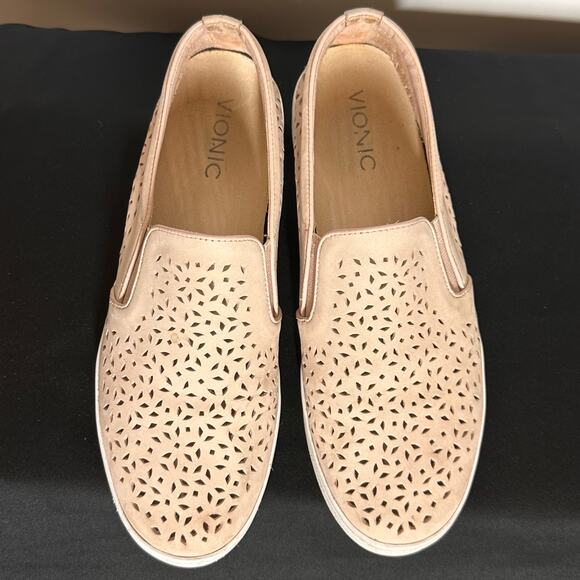 Vionic Shoes - Vionic Splendid Midi Pink Perforated Slip On Sneakers Concealed Ortho Arch Sz 9